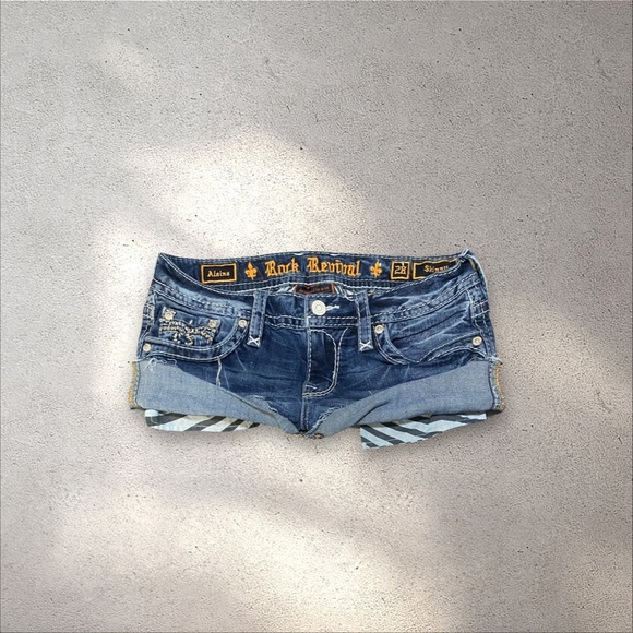 Rock Revival Low Rise Micro Denim Shorts - Picture 1 of 3